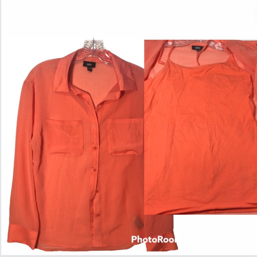 Mossimo  Peach oversized Sheer women Shirt XS bundled with matching Camisole M